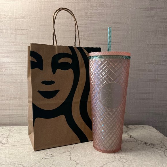 Starbucks Pink Pearl Jeweled Tumbler (24oz) with Jade Green Straw - Picture 2 of 8